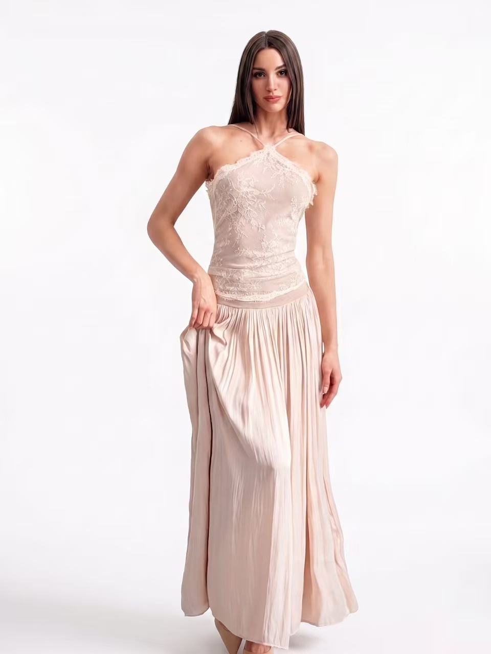 Volinola Lace Floral Ruch Maxi Dress
