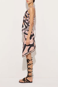 Ecem Geometric Print Cami Top & Asymmetrical Wrap Skirt Set in Pink