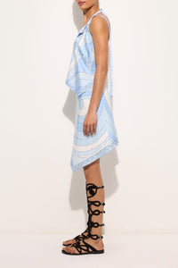 Irofey Swirl Print Cami Top & Asymmetric Wrap Mini Skirt Set in Blue
