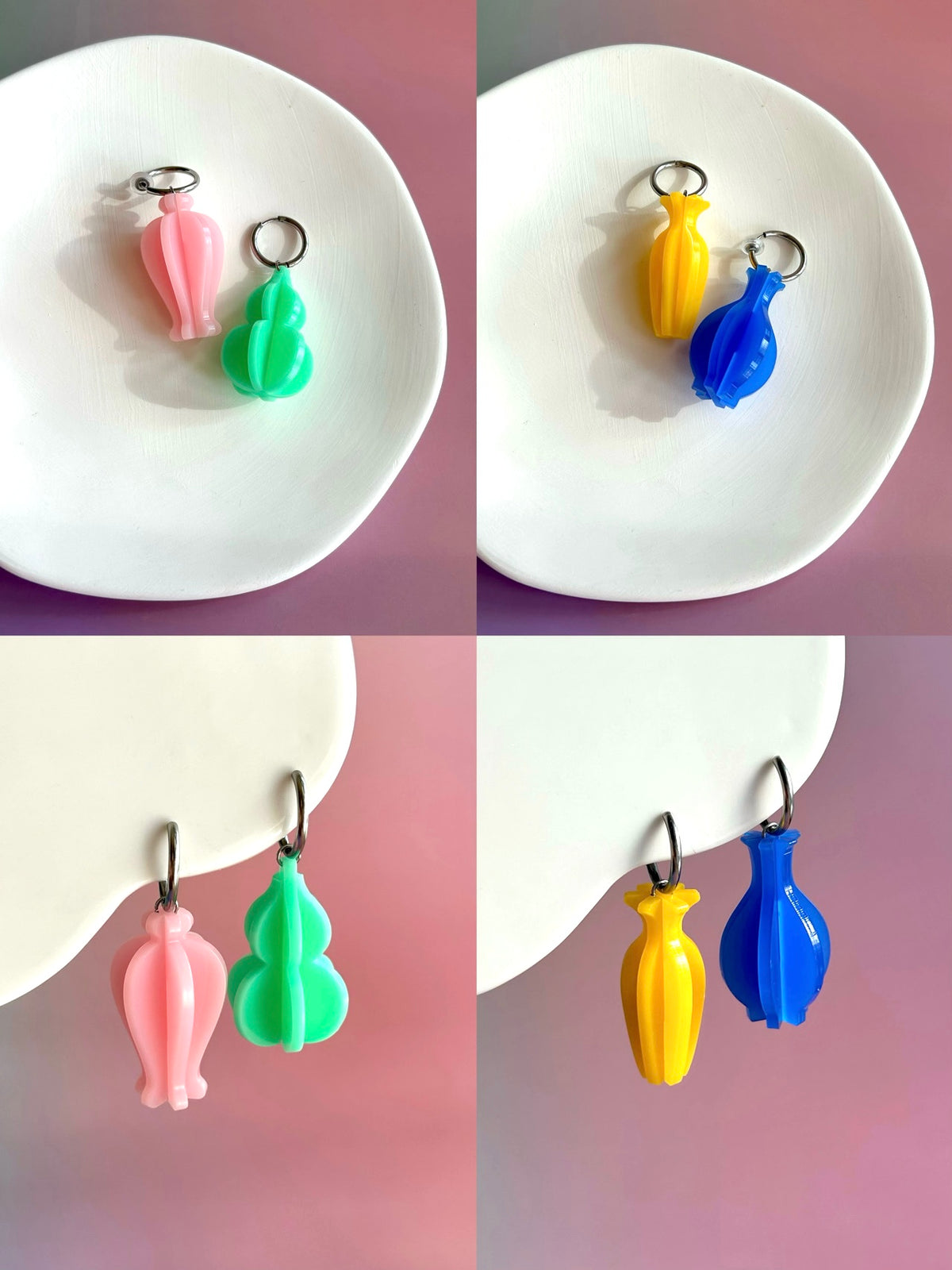 Fountanis Acrylic Handmade 3D Vase Earrings