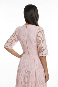 Sarolta Pink Embroidered Blouse & Skirt Set