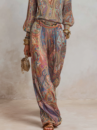 Lesmova paisley print wide leg pantsuit