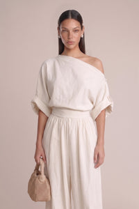 Plaest Linen One-Shoulder Pants Set