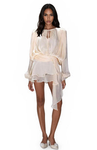 Roanna Long Sleeve Hollow Out Flounce Mini Dress