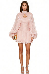Théoline Pink Glossy Cape & Dress Set