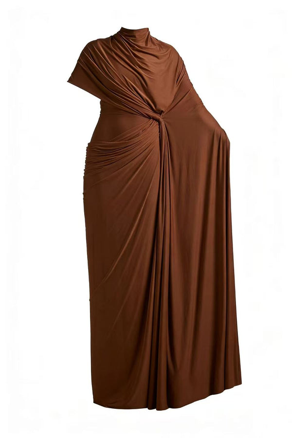 Andrea Asymmetrical Draped Cape & Dress Matching Set in White