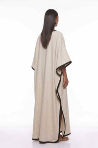 Falaphy Contrast Trim Batwing Loose Maxi Kaftan Dress