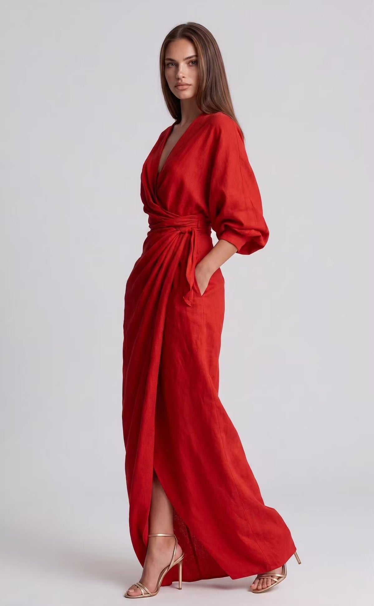 The Lequvo Elegant Wrap Maxi Dress in Six Color
