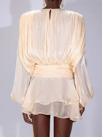 Roanna Long Sleeve Hollow Out Flounce Mini Dress