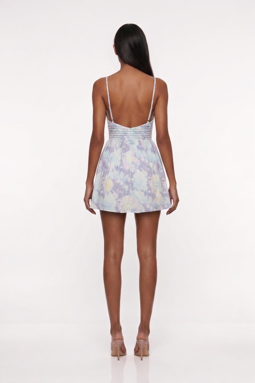 Syriona White Self-Tie Floral Print Mini Dress