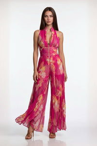 Scarlet Zipper Ruch Jumpsuit In White
