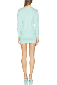 Trinh Deep-V Drawstring Long Sleeve Top & Mini Skirt Set