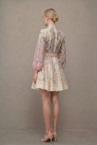 Daedalus Neutral Floral Print Mini Dress