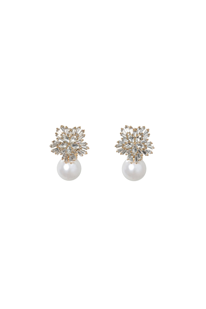 Irisso Diamond Pearl Earrings