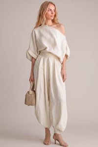 Plaest Linen One-Shoulder Pants Set
