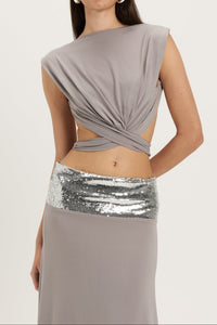 Xavelyth Sequined Waist Cutout Maxi Dress