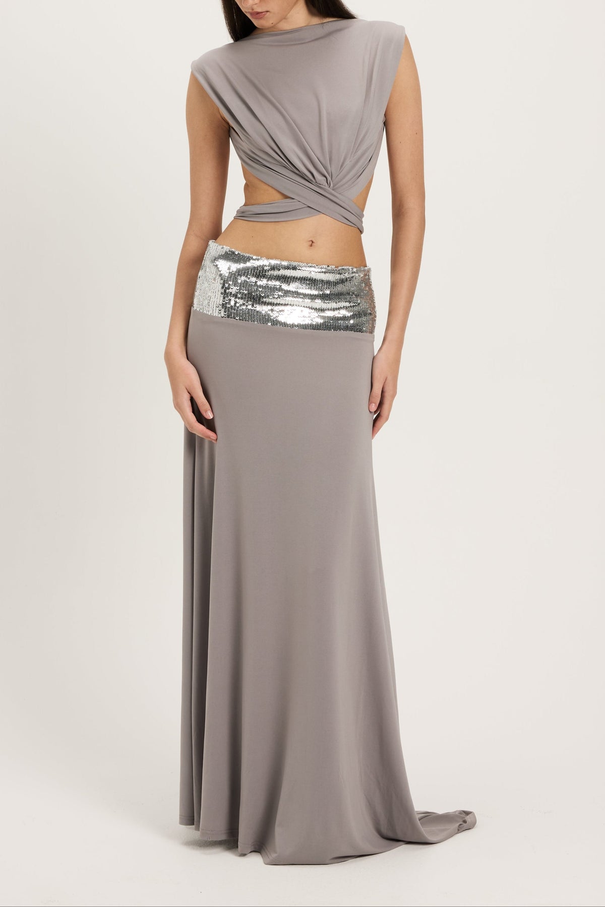 Xavelyth Sequined Waist Cutout Maxi Dress