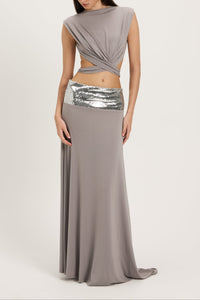 Xavelyth Sequined Waist Cutout Maxi Dress