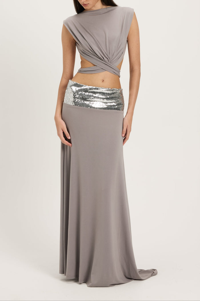 Xavelyth Sequined Waist Cutout Maxi Dress