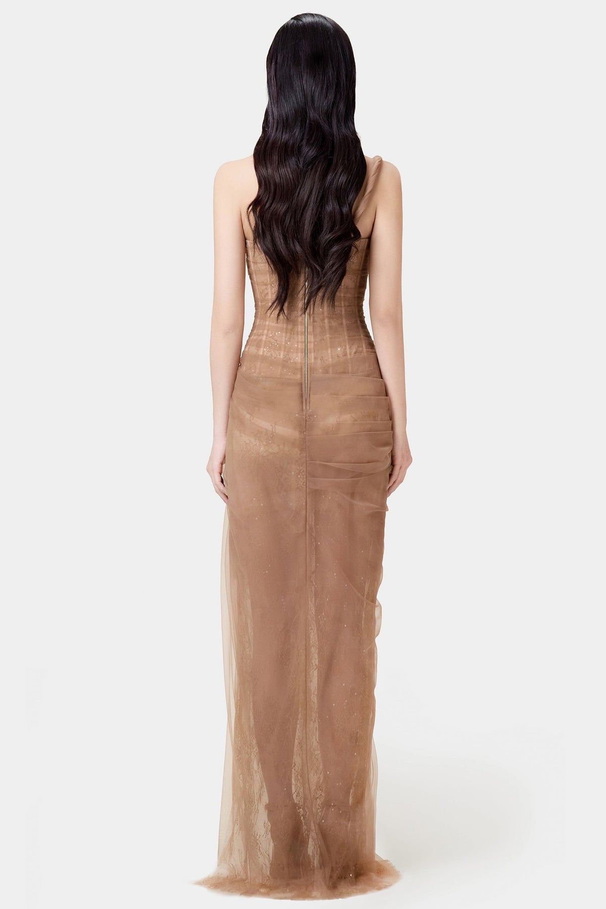 Marvel Lace Corset One-Shoulder Midi Dress
