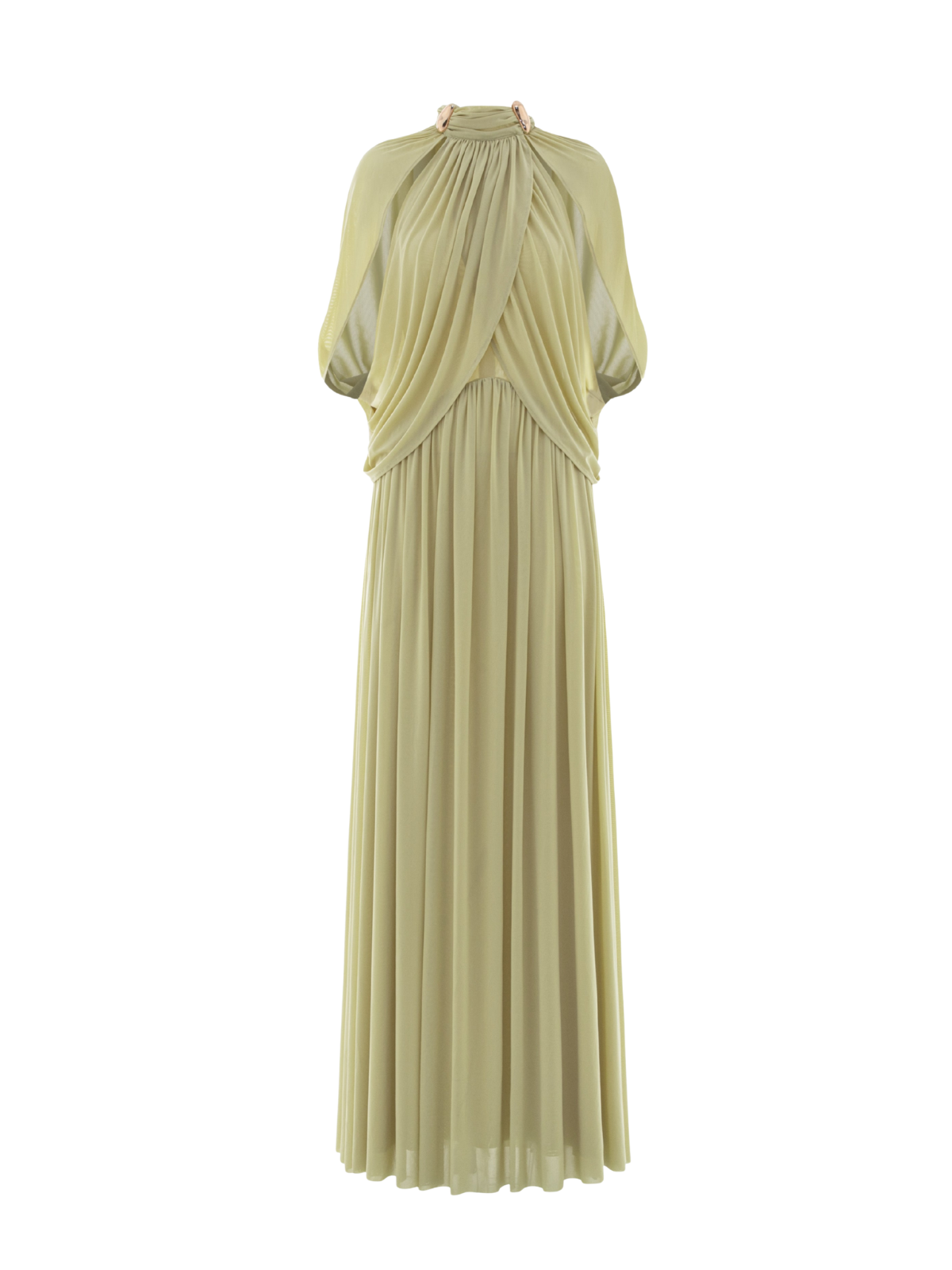 Jocaste Bat Sleeve Draped Maxi Dress In Green