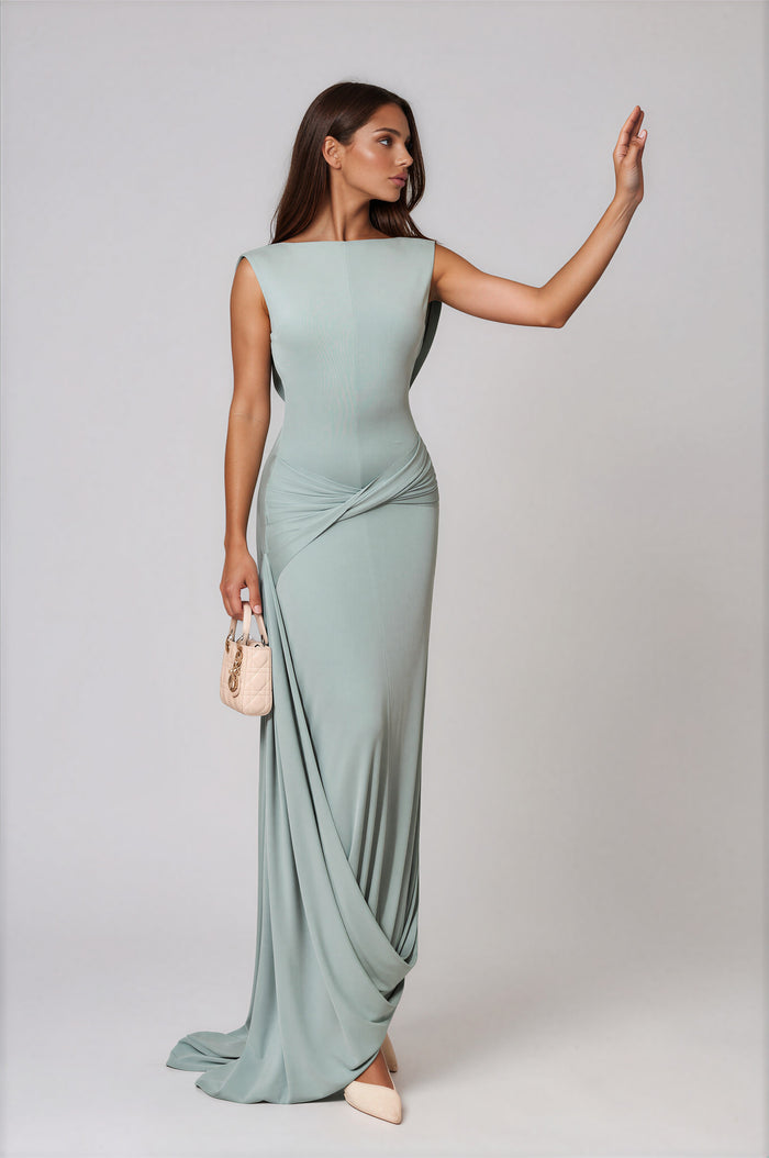 Fadwa Sleeveless Draped Maxi Dress