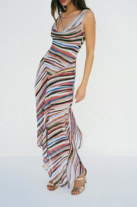 Hardmod Sleeveless Stripe  Maxi Dress