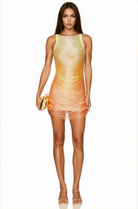 Cebrail Sleeveless Fringe Bandage Mini Dress In Ombre