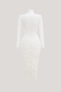 Wace High Neck Ruch Midi Dress
