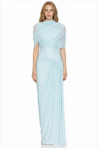 Acharya asymmetrical pleated maxi dress in Baby-blue