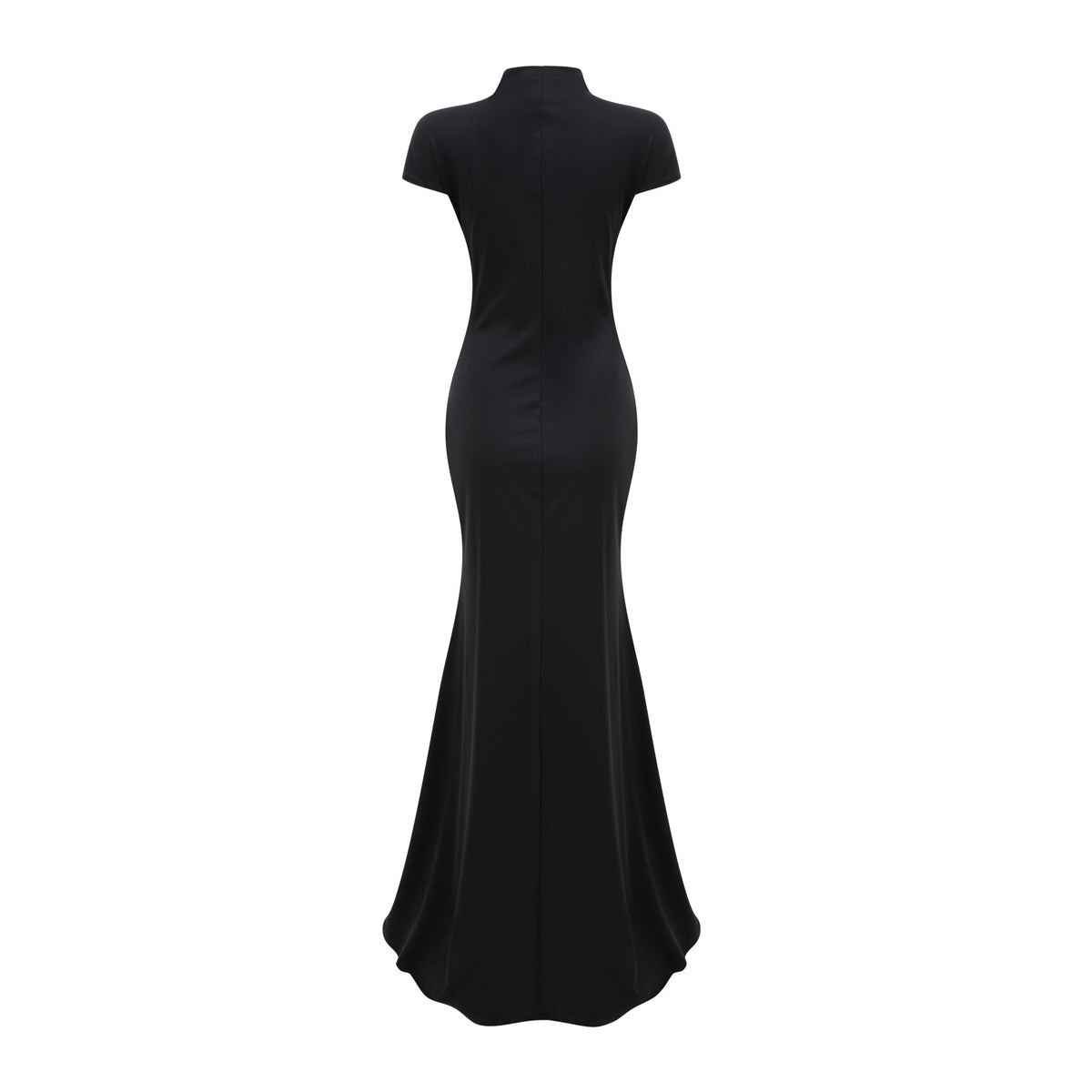 Pirobiley Black Keyhole Maxi Dress with High Thigh Slit