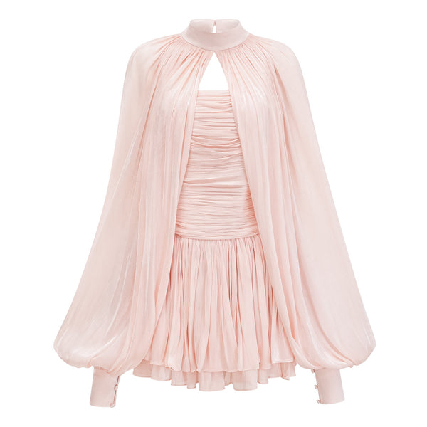 Théoline Pink Glossy Cape & Dress Set