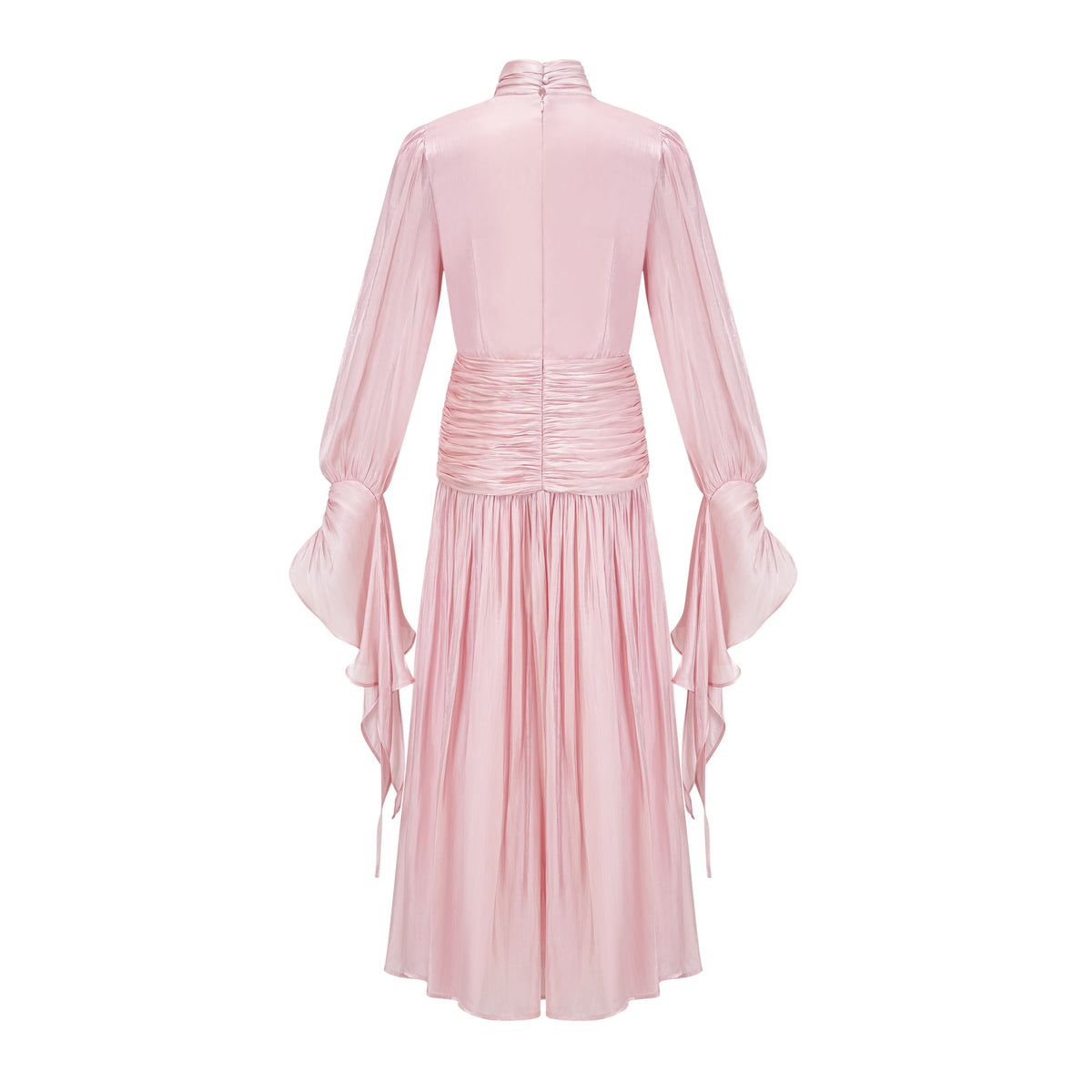Anralzum Pink Glossy Ruched Maxi Dress