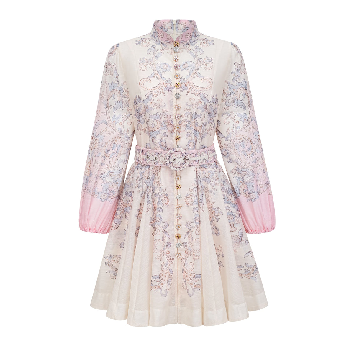 Daedalus Neutral Floral Print Mini Dress