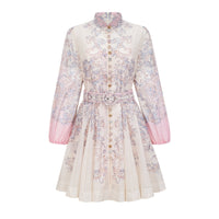 Daedalus Neutral Floral Print Mini Dress