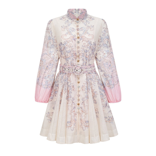 Daedalus Neutral Floral Print Mini Dress