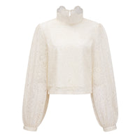 Eugénie Cream White Lace Blouse & Skirt Set