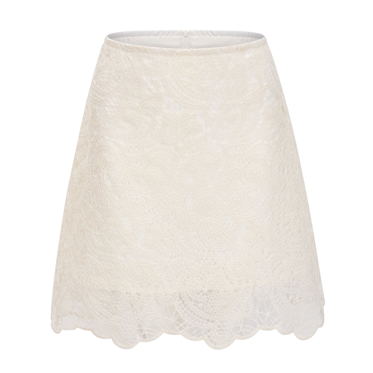 Eugénie Cream White Lace Blouse & Skirt Set