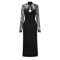 Klaudia Black Lace Panel Maxi Dress