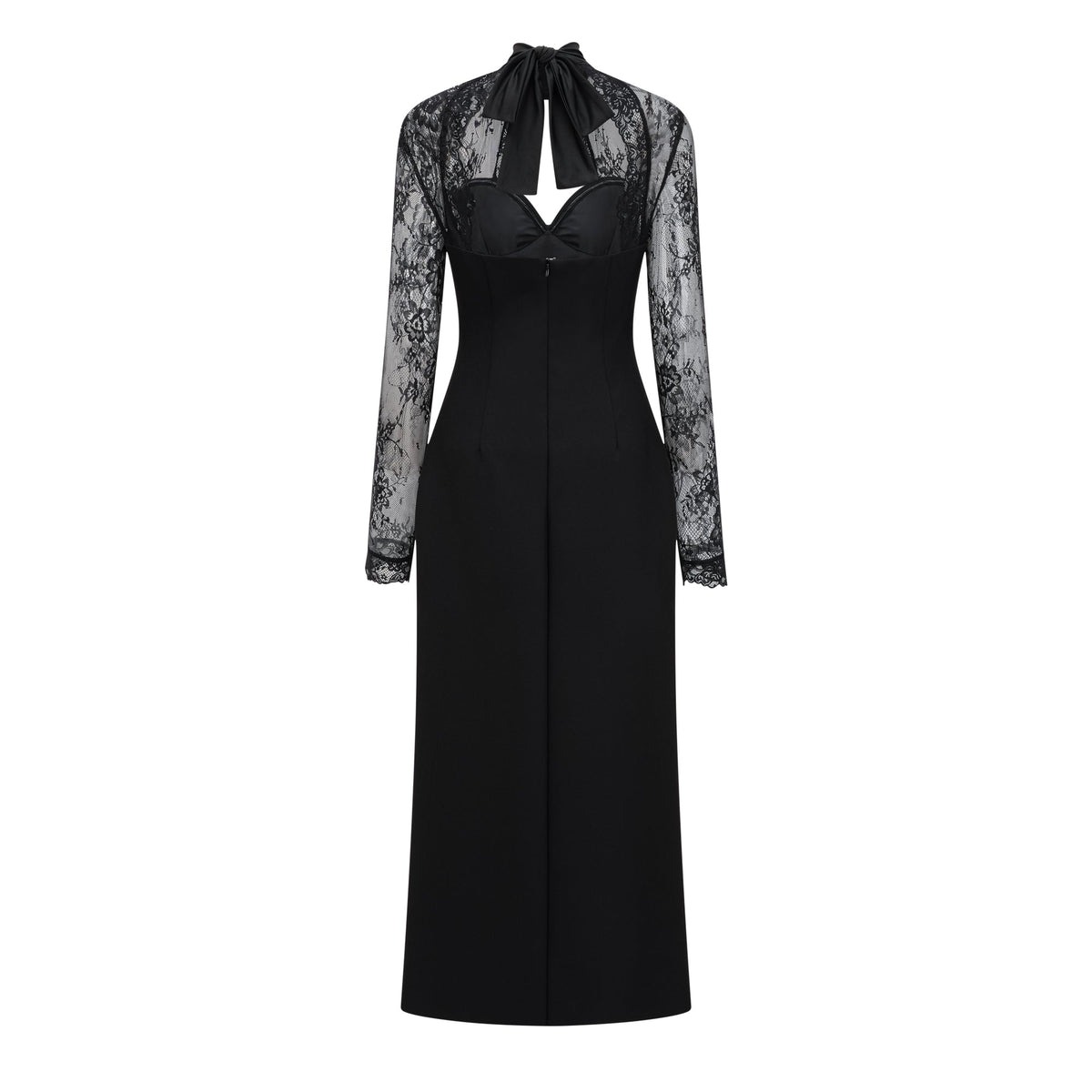 Klaudia Black Lace Panel Maxi Dress