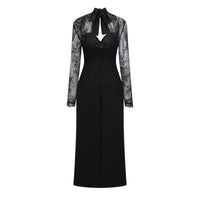 Klaudia Black Lace Panel Maxi Dress