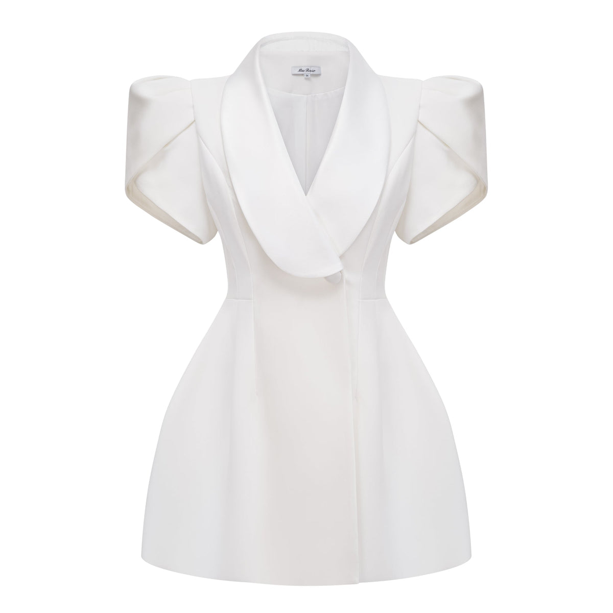 Catherine White Shawl Lapel Mini Dress