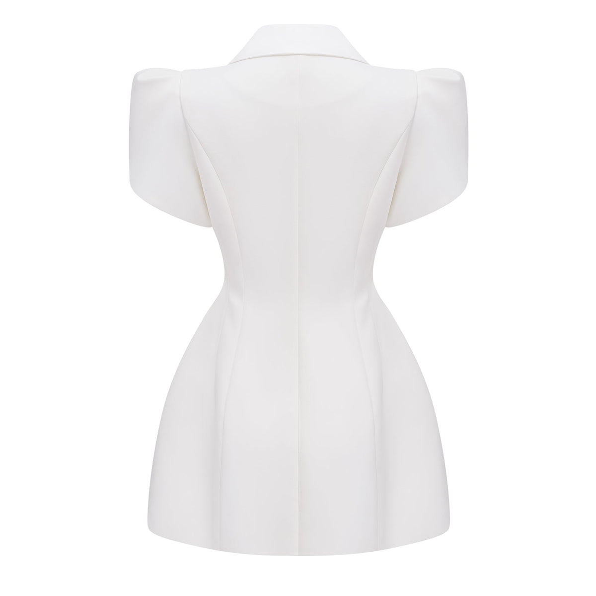 Catherine White Shawl Lapel Mini Dress
