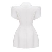 Catherine White Shawl Lapel Mini Dress