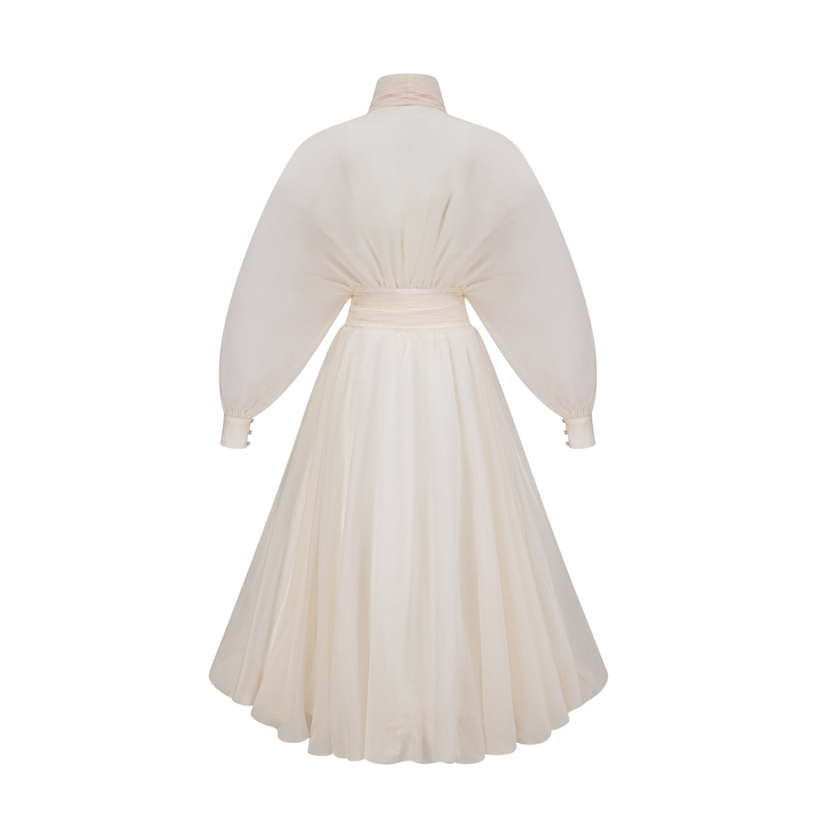 Magali Cream White Draped Tulle Maxi Dress