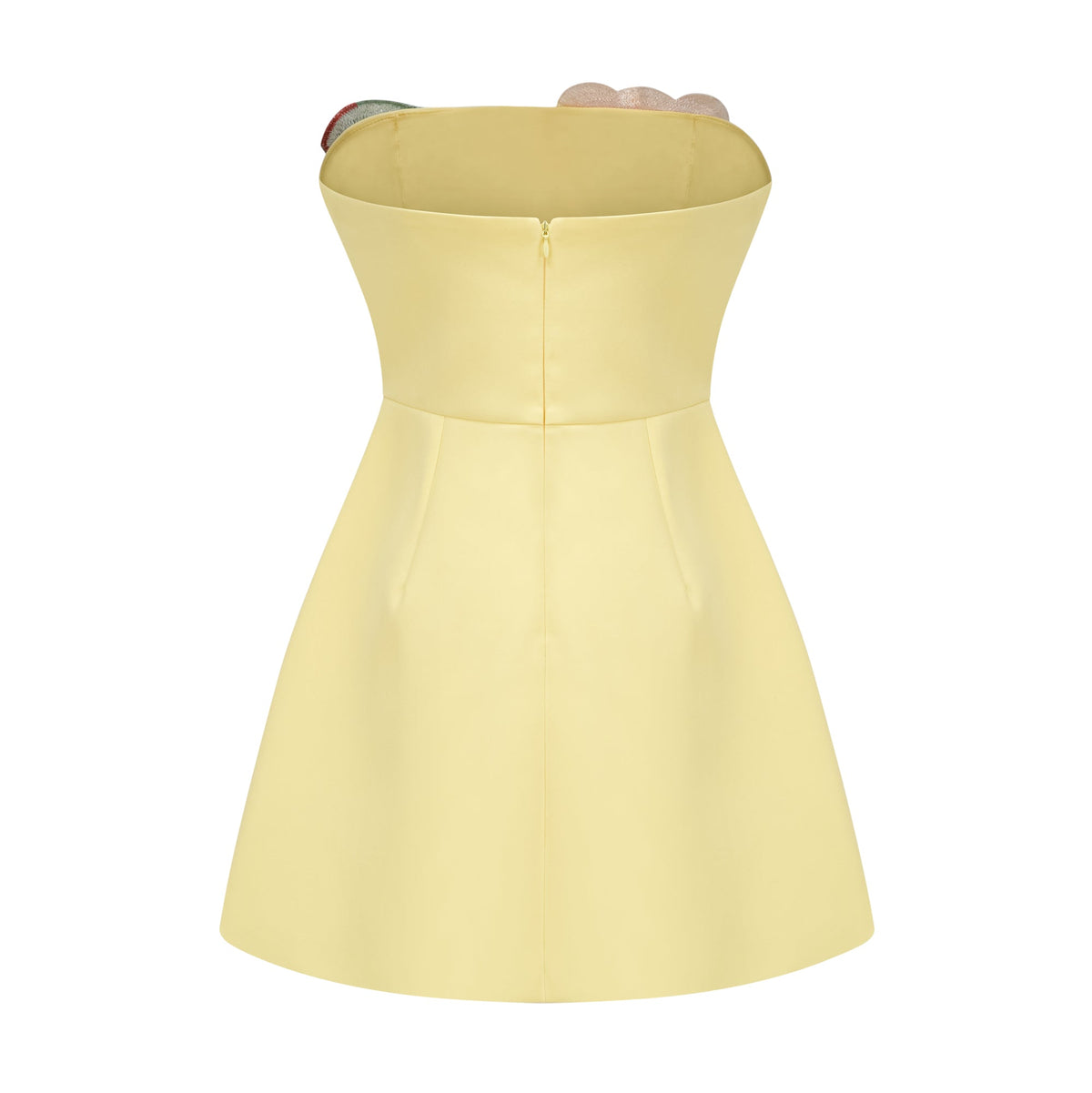 Beryndor Yellow Floral Embroidered Mini Dress