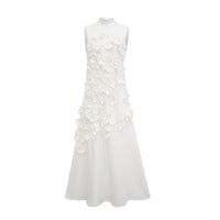 Romane Sleeveless Maxi Dress with Faux Flower & Bow-Tie Embellishment