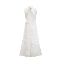 Romane Sleeveless Maxi Dress with Faux Flower & Bow-Tie Embellishment