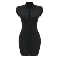 Ulamuy Black Keyhole Corset Mini Dress