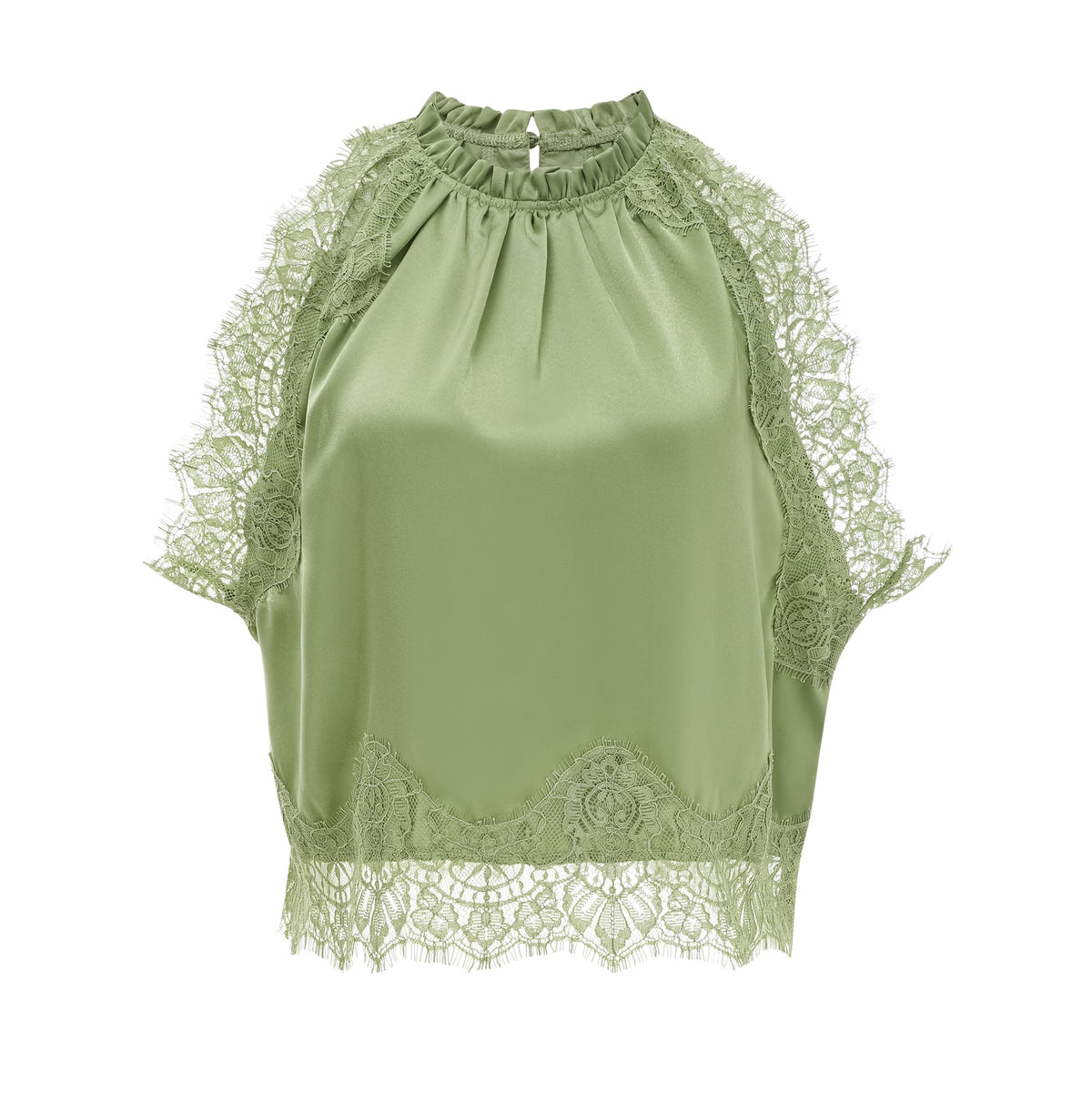 Flamingzo Green Lace Panel Top & Skirt Set